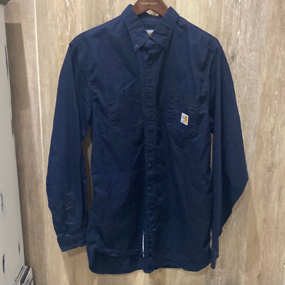 Carhartt navy size L long sleeve fire resistant (FR) work shirt